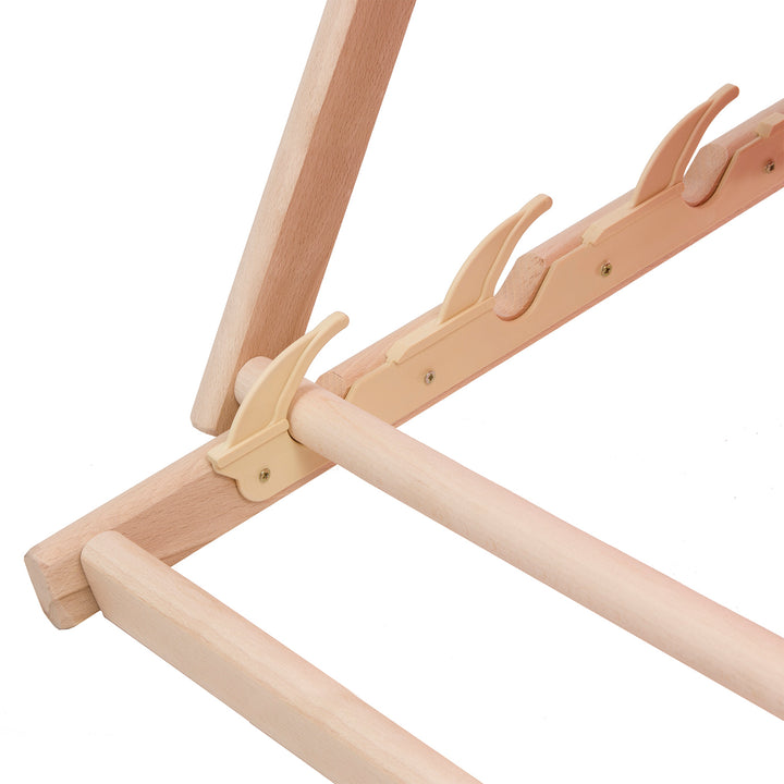 2 bequeme Liegestühle aus Holz, rote Streifen, ideal für den Strand, Balkon, Terrasse, montiert