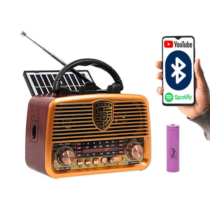 AM/FM BT BLOW RA10 tragbares Solarradio mit Powerbank-Funktion, 2,5-Zoll-Lautsprecher