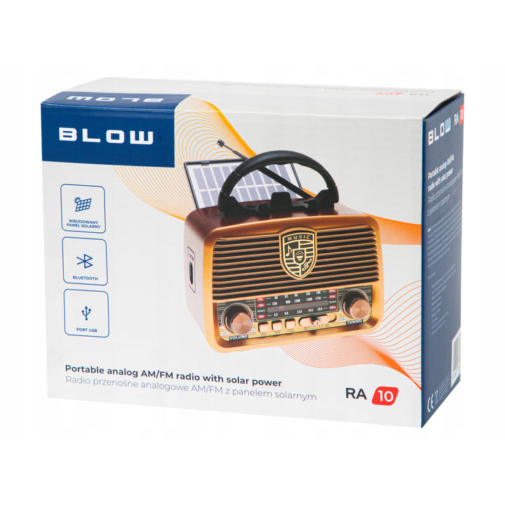 AM/FM BT BLOW RA10 tragbares Solarradio mit Powerbank-Funktion, 2,5-Zoll-Lautsprecher