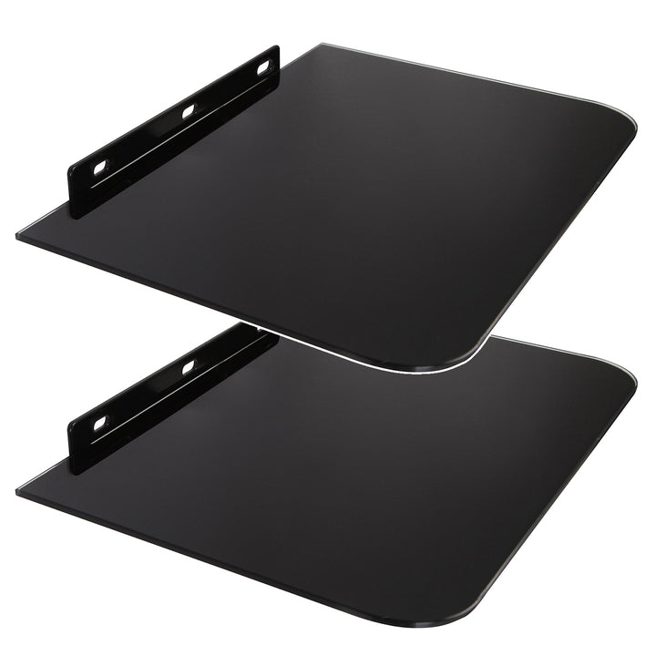 Wandregal aus gehärtetem Sicherheitsglas und Aluminium, Belastbarkeit bis 10 kg , Wandmontage für HiFi-Anlagen, Konsolen und DVD-Player