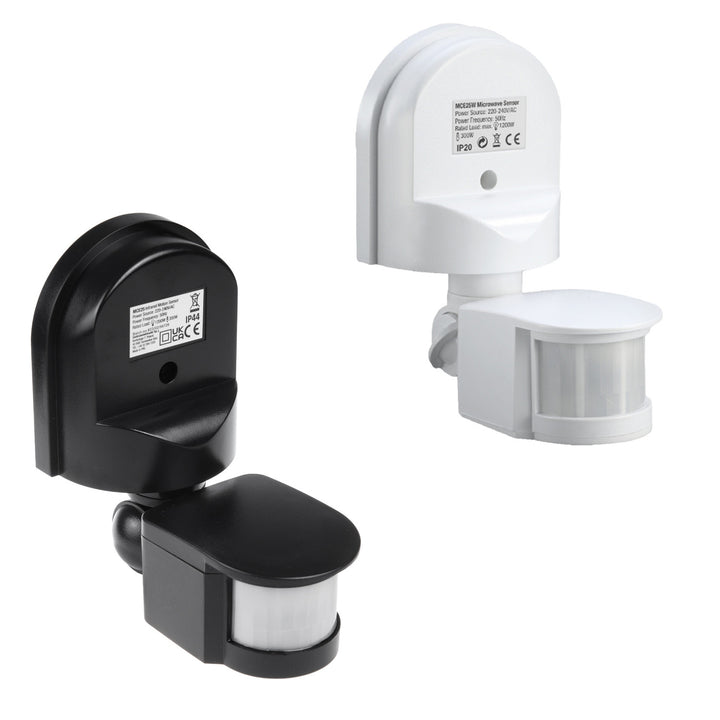 Maclean Wand-Bewegungs- und Dämmerungssensor, 180°, max. 1200W, schwarz und weiß, MCE25