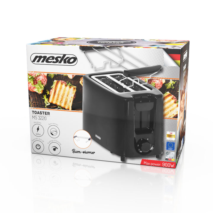 Mesko Toaster 2-Scheiben-Toaster 900W schwarz MS 3220