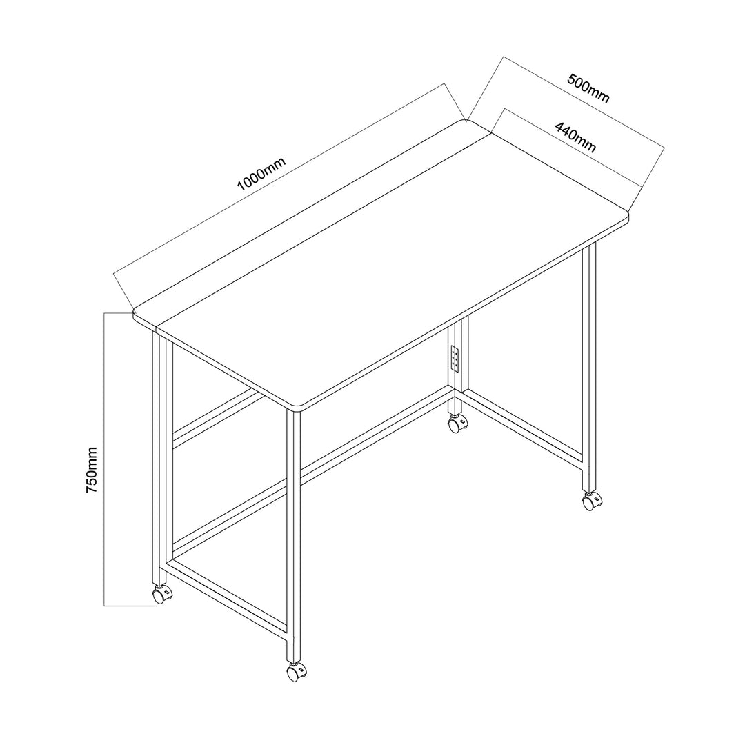 Maclean Klapptisch, weiß, mobil, Platte 100x50cm, max. 50kg, MC-1250 W