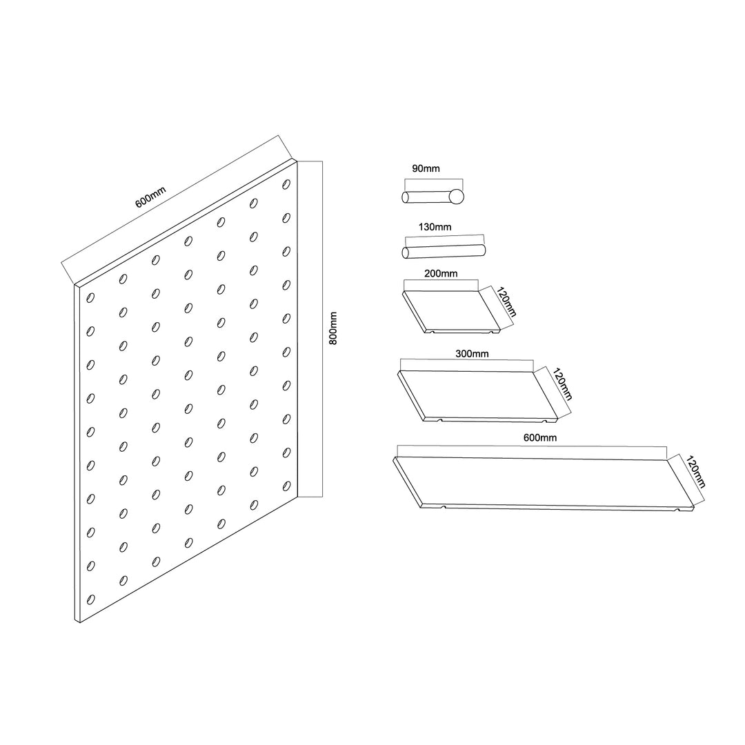 Holz-Organizer-Tafel Maclean, Farbe helles Holz, 60 x 80 cm, max. 20 kg, MC-131 WD