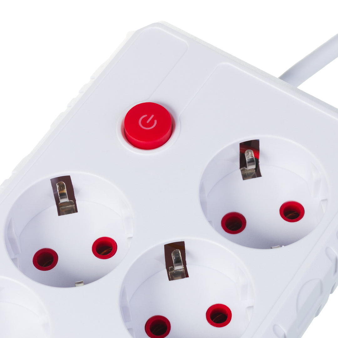 Steckdosenleiste 4 Steckdosen 2500W 3xUSB weiß 1,5m