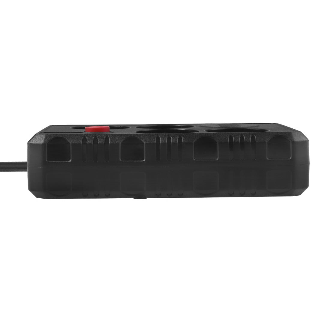 Maclean Steckdosenleiste, 4-Steckdosen-Verlängerungskabel + 3xUSB, 110-240V AC 50/60Hz, 2.1A max 2500W, 3m, schwarz, MCE393 B