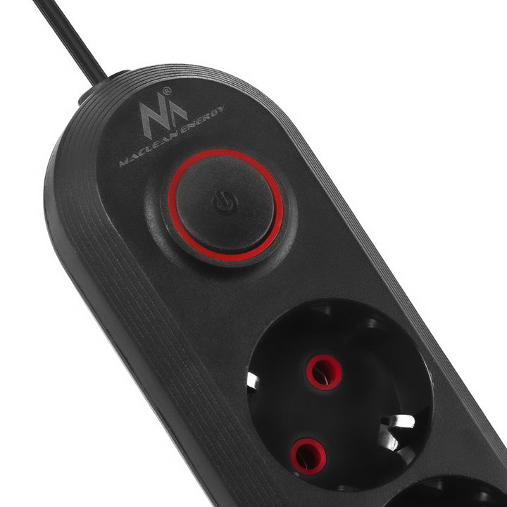 Maclean Steckdosenleiste, 3-Steckdosen-Verlängerungskabel + 3xUSB, 110-240V AC 50/60Hz, 2,1A max 2500W, 1,5m, schwarz, MCE394 B
