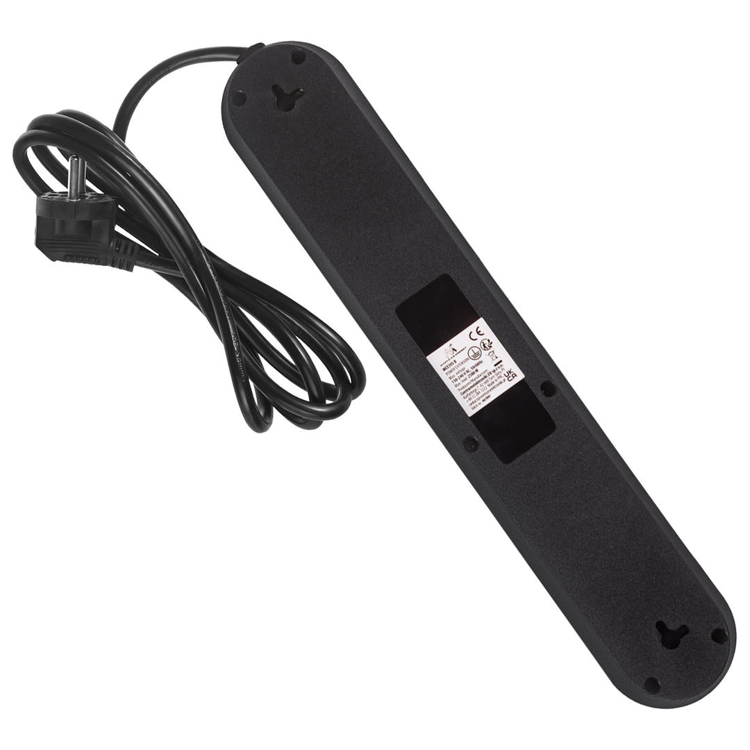 Maclean Steckdosenleiste, 5 Steckdosen-Verlängerungskabel + 3xUSB, 110-240V AC 50/60Hz, 2,1A max 2500W, 1,5m, schwarz, MCE395 B