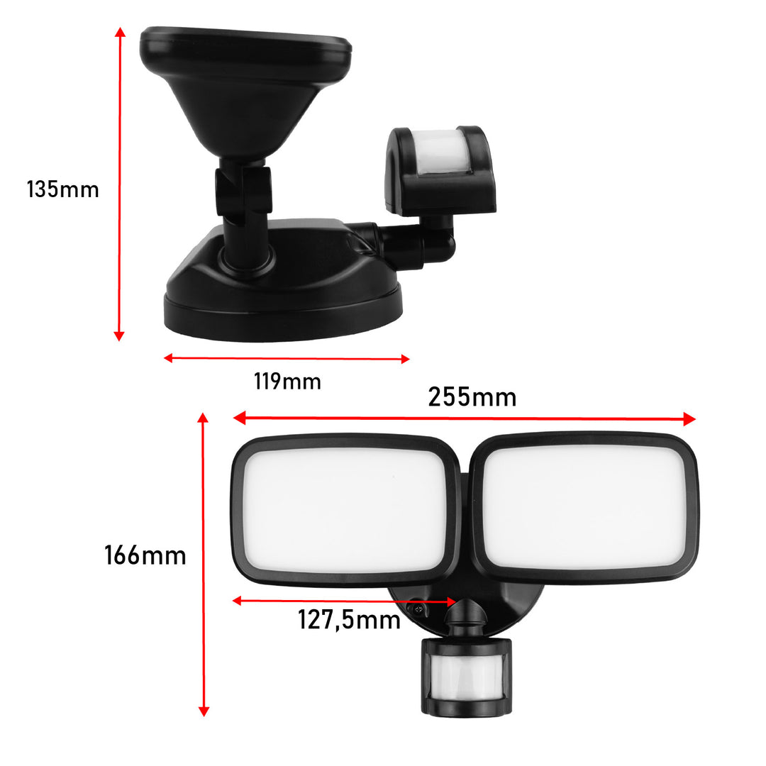 LED-Wandleuchte Maclean, mit PIR-Sensor, 20 W, 1500 lm, IP65, neutralweiß 4000 K, schwarz, MCE524 B