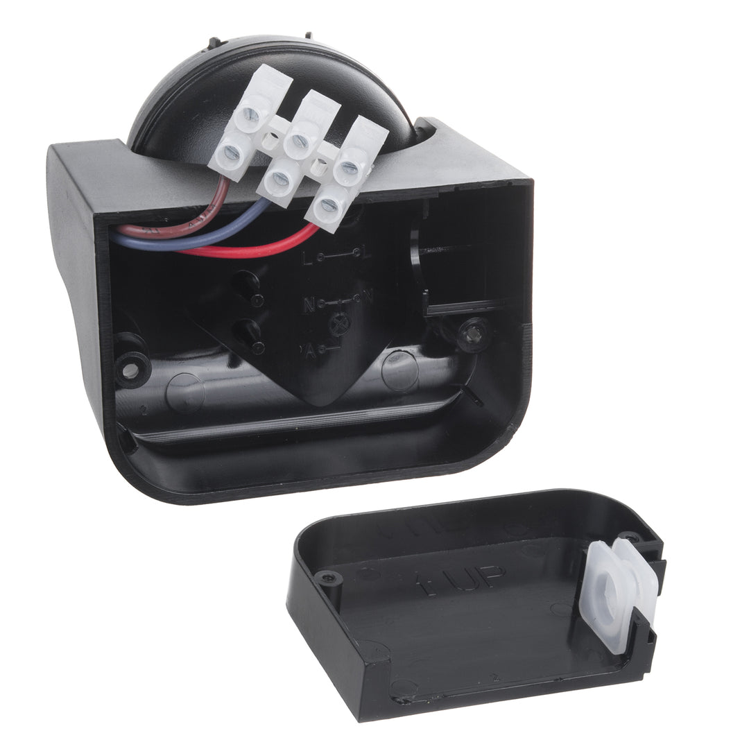 PIR-Bewegungsmelder Maclean, Infrarot, IP44, schwarz mit schwarzer Blende, Reichweite 12 m, max. Belastung 300/1200 W, MCE358 B/B