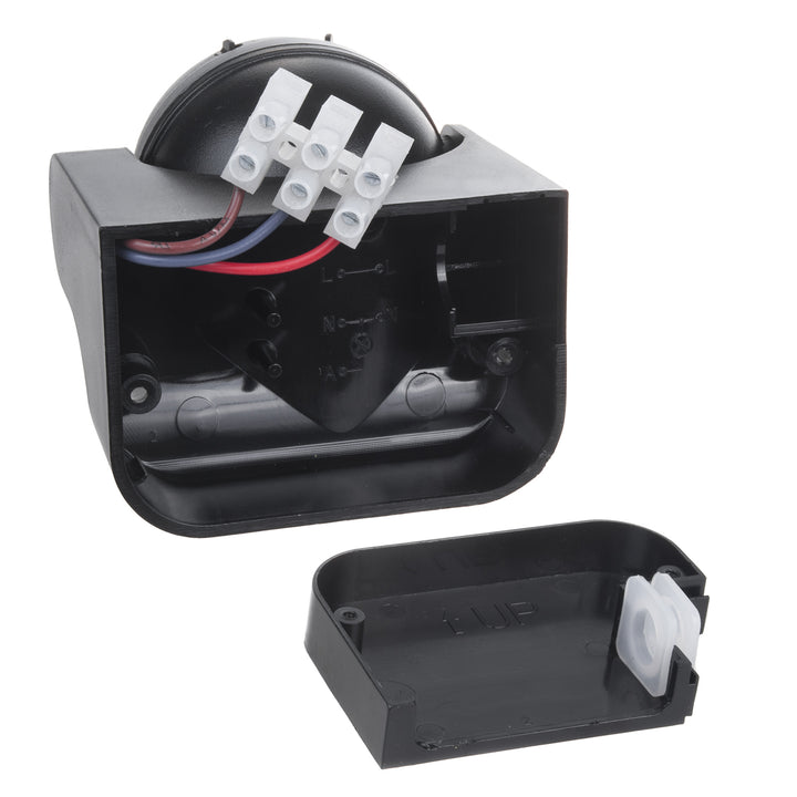 PIR-Bewegungsmelder Maclean, Infrarot, IP44, schwarz mit schwarzer Blende, Reichweite 12 m, max. Belastung 300/1200 W, MCE358 B/B