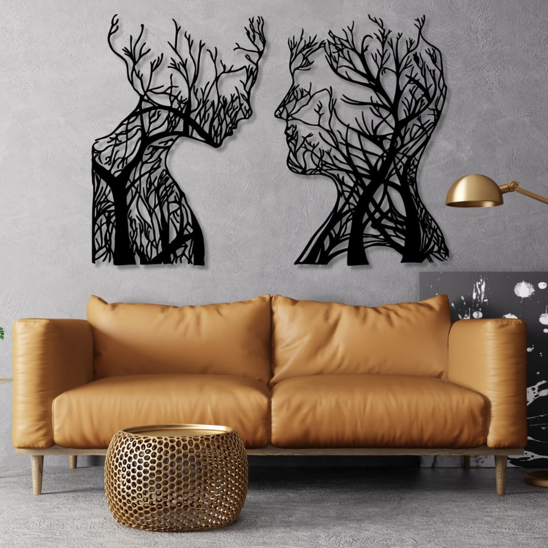 Durchbrochene Malerei, 3D-Wanddekoration, 3D-Gemälde "Baumköpfe" 95x67cm Schwarz