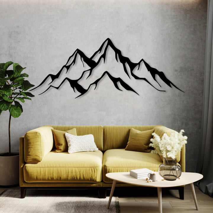 Durchbrochene Malerei, 3D Wanddekoration, 3D Gemälde "Panorama der Berge" 67x23cm Schwarz