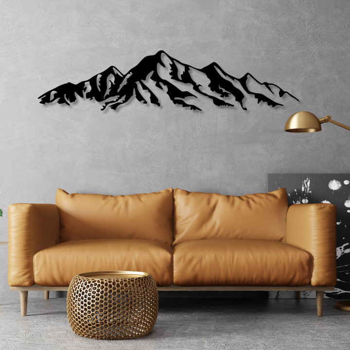 Durchbrochenes Bild, 3D Wanddekoration, 3D Bild "Alpine Berge" 100x23cm Schwarz