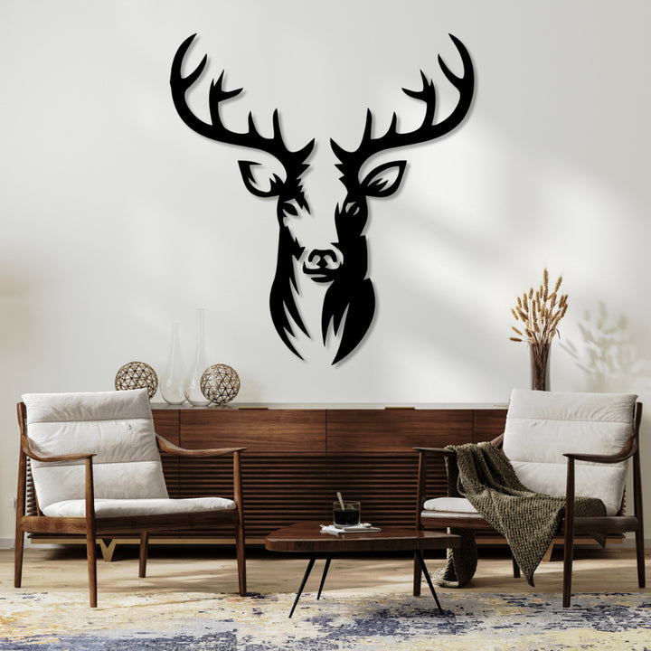 Durchbrochene Malerei, 3D Wanddekoration, 3D Gemälde "Hirsch" 90x83cm schwarz