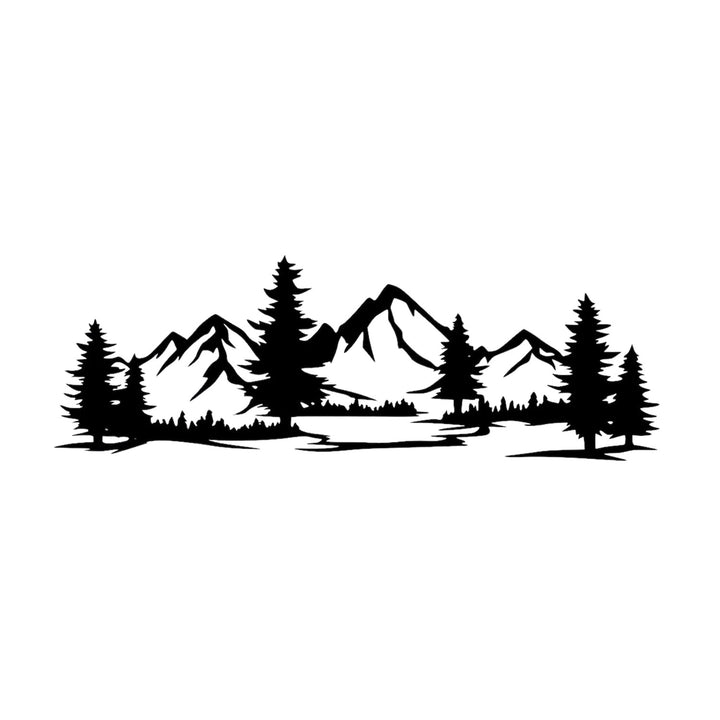 Durchbrochene Malerei, 3D-Wanddekoration, 3D-Gemälde "Berge mit Wald" 100x34cm Schwarz