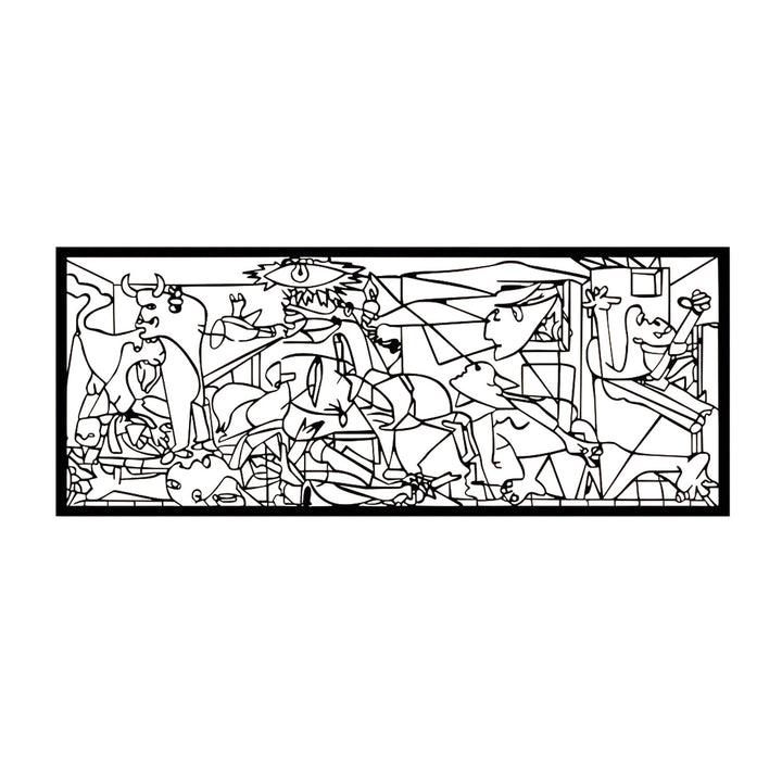 Durchbrochenes Gemälde, 3D Wanddekoration, 3D Gemälde "Guernica von Pablo Picasso" 120x48cm Schwarz
