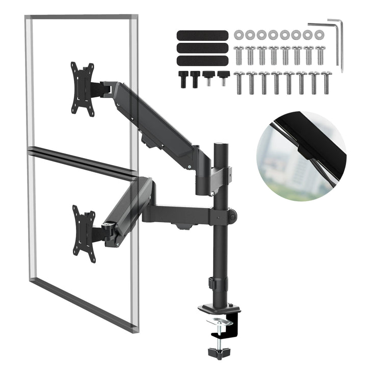 Halterung für 2 Maclean-Monitore, Gasfeder, 17"-32", 2-10kg, schwarz, MC-136