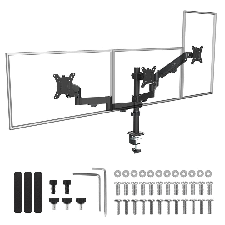 Halterung für 3 Maclean-Monitore, Gasfeder, 17"-27", 2-8kg, schwarz, MC-137