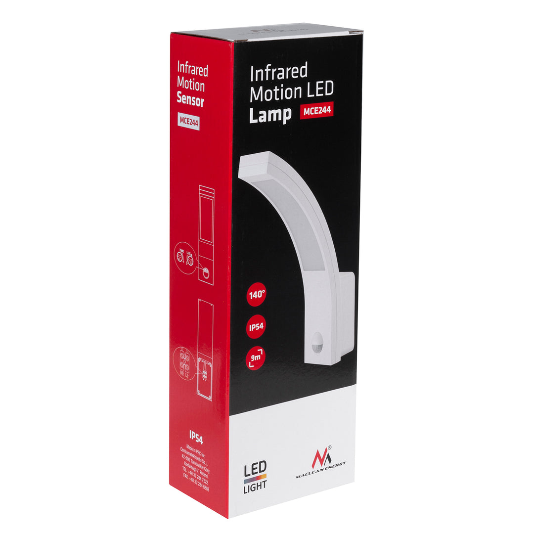 Maclean LED-Lampe mit Bewegungsmelder, PIR-Bewegungsmelder, weiß, 10W, IP54, 750lm, neutralweiß (4000K) MCE244 W