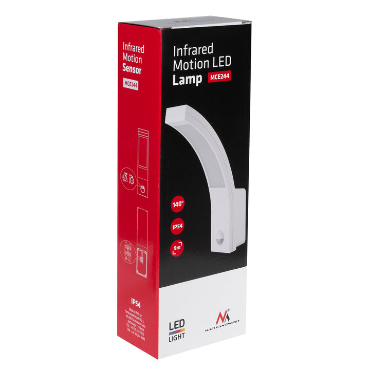 Maclean LED-Lampe mit Bewegungsmelder, PIR-Bewegungsmelder, weiß, 10W, IP54, 750lm, neutralweiß (4000K) MCE244 W
