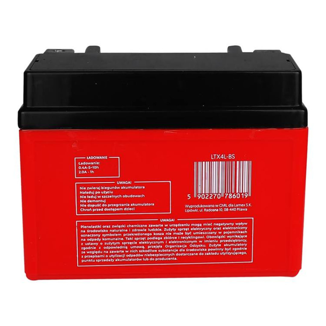 Lamex Gel-Batterie, Motorrad, 12V, 4Ah, LTX4L-BS rot