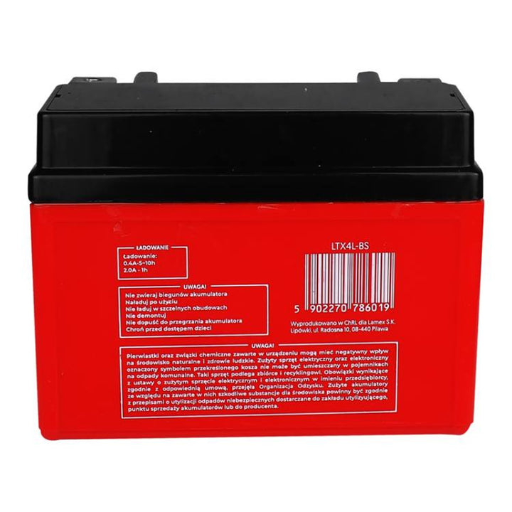 Lamex Gel-Batterie, Motorrad, 12V, 4Ah, LTX4L-BS rot