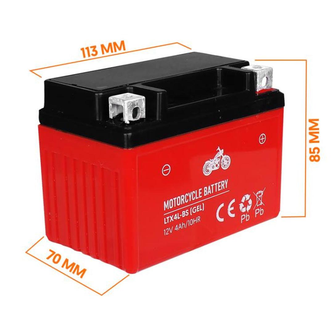 Lamex Gel-Batterie, Motorrad, 12V, 4Ah, LTX4L-BS rot