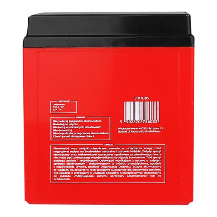 Gel-Batterie Lamex, Motorrad, 12V, 7Ah, LTX7L-BS rot