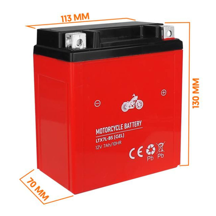 Gel-Batterie Lamex, Motorrad, 12V, 7Ah, LTX7L-BS rot