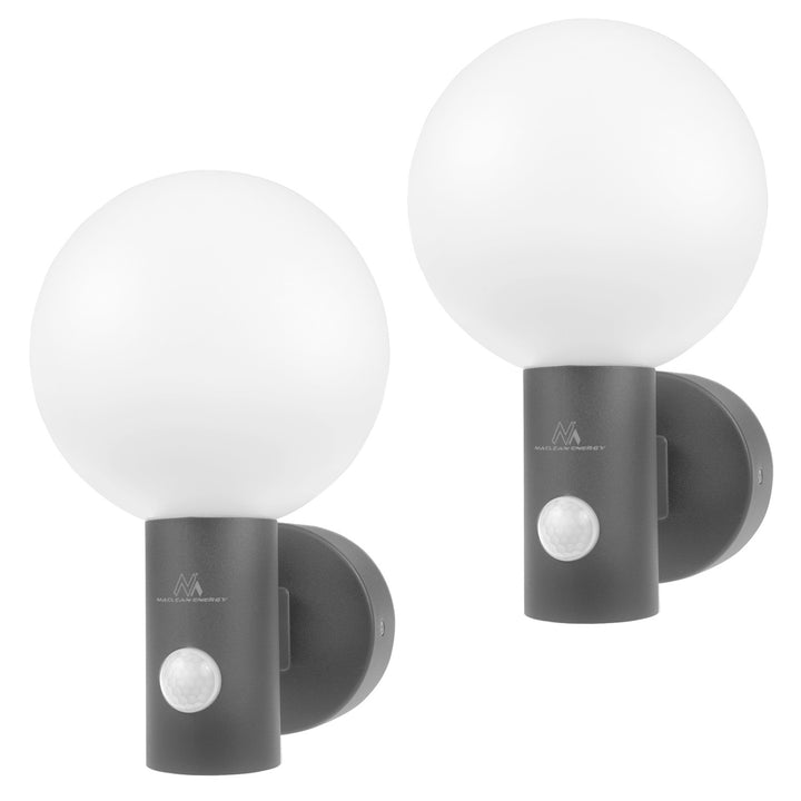 Maclean Bewegungsmelder LED-Lampe, PIR-Bewegungsmelder, grau, 15W, IP65, 1600lm, neutralweiß (4000K) MCE515 GR, 2 Stück