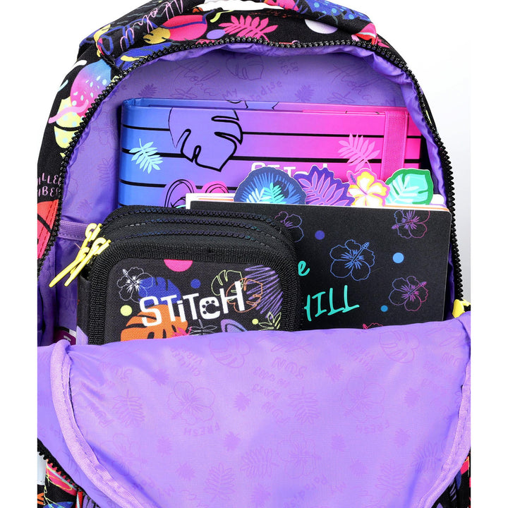 Schulrucksack 19 L Coolpack Jerry DISNEY STITCH schwarz + CoolPack Dreifach-Federmäppchen mit Zubehör JUMPER 3 STITCH