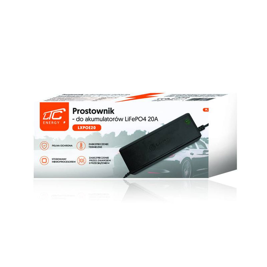 LTC Energy LiFePO4-Batterie-Gleichrichter, BMS, 20A, 230/14,6V, 300W Leistung, eingebaute Schutzfunktionen, LXPOE20