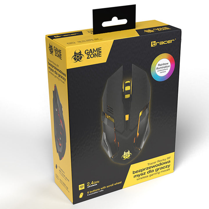Tracer Gaming-Maus, kabellos, 500mAh Akku, 3200 DPI, Gamezone Rocky RF Nano