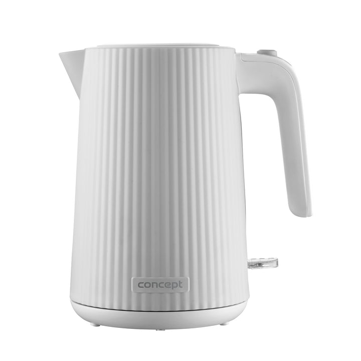 Concept Kunststoff-Wasserkocher, 1,7 l, geriffeltes Design, dreifaches Sicherheitssystem, Sedimentfilter, Wasserstandsanzeige, weiß, RK2390