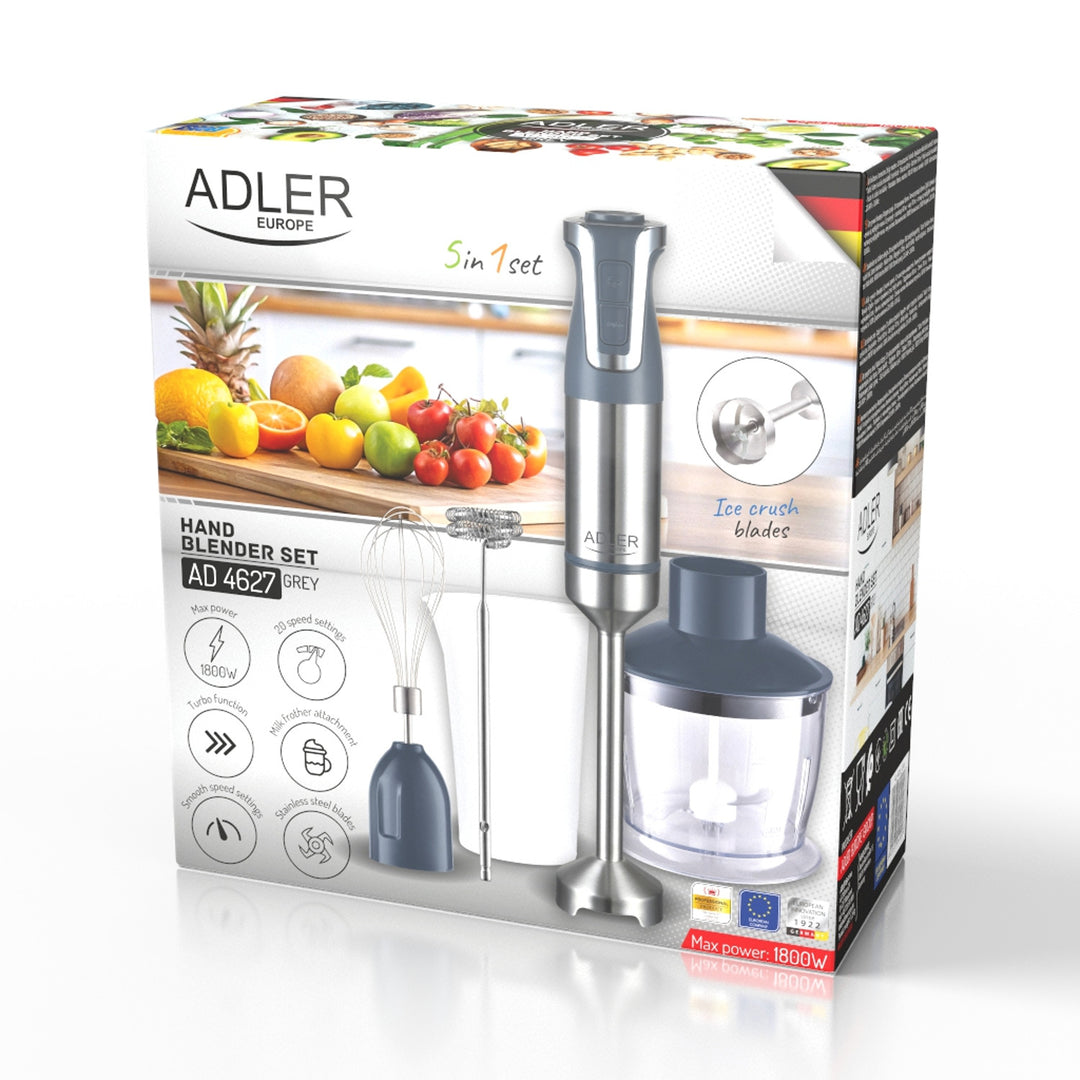 Stabmixer Adler, multifunktional, Leistung 1800W, grau, Turbofunktion, AD 4627 g