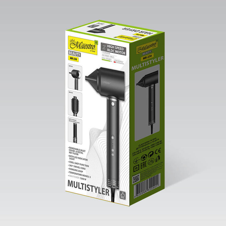 Maestro Multistyler/Haarpflegeset, Haartrockner, Fön-Bürste, automatischer Lockenstab, 1200W Leistung, 2 Temperaturstufen + Kaltstoß, MR-230