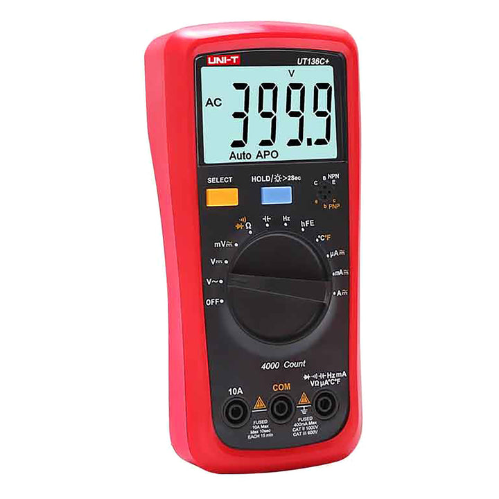 Uni-T Digitalmultimeter, Spannungs- und Strommessung, inklusive Messleitungen, Temperaturfühler, UT136C+