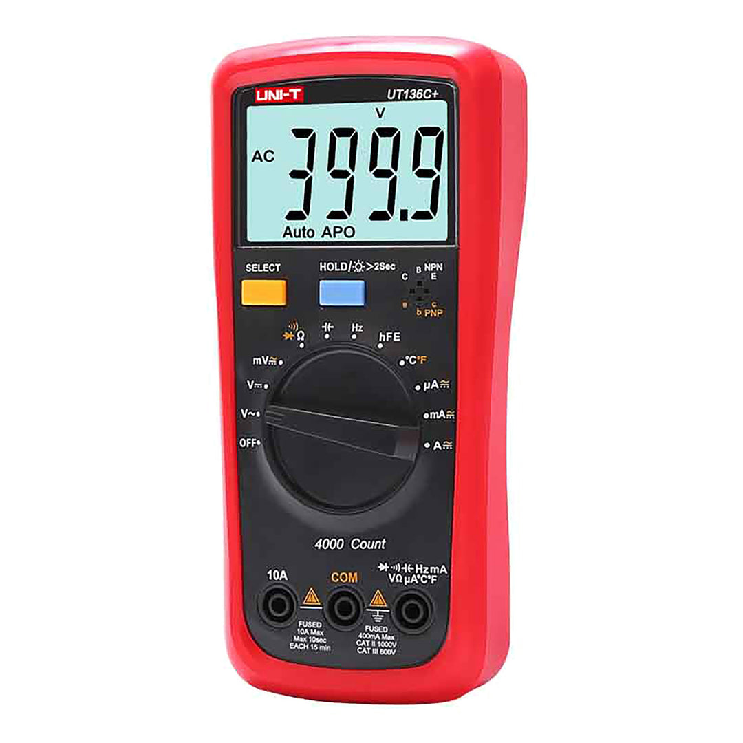 Uni-T Digitalmultimeter, Spannungs- und Strommessung, inklusive Messleitungen, Temperaturfühler, UT136C+