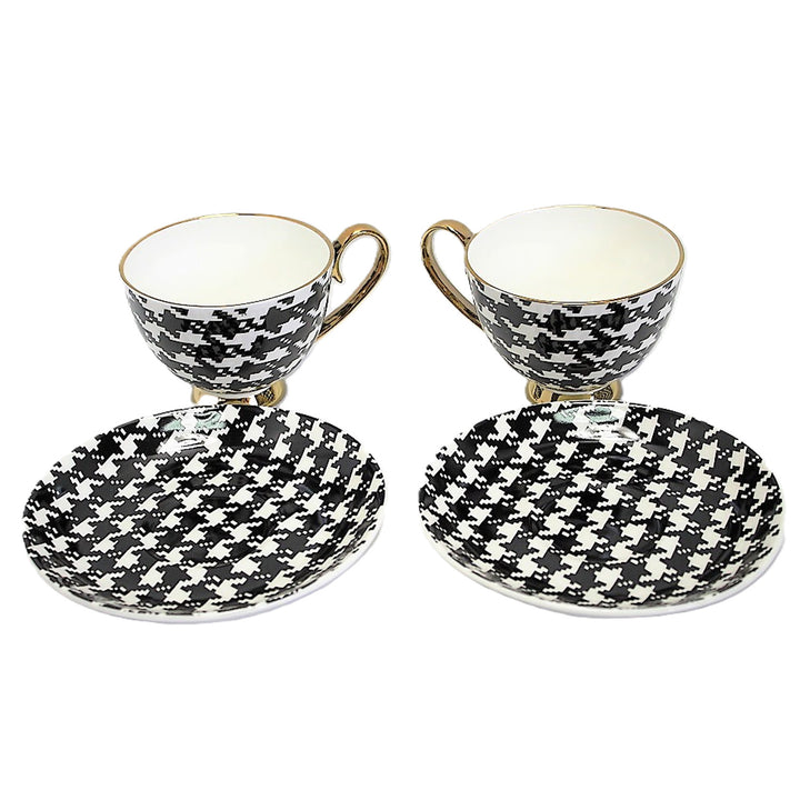 Espressotassen 2+2 Pepite Gold Akzente Porzellan, Königin Isabel