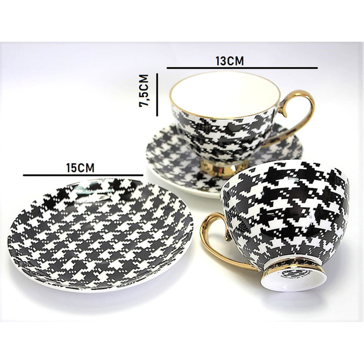 Espressotassen 2+2 Pepite Gold Akzente Porzellan, Königin Isabel