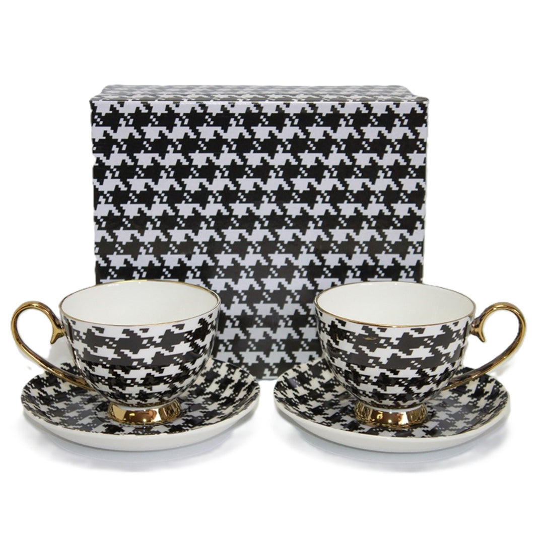 Espressotassen 2+2 Pepite Gold Akzente Porzellan, Königin Isabel