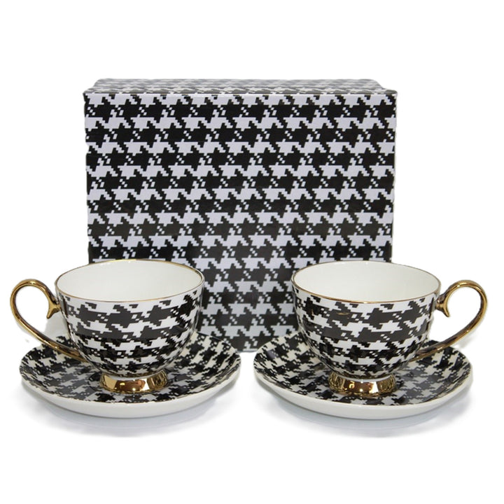 Espressotassen 2+2 Pepite Gold Akzente Porzellan, Königin Isabel