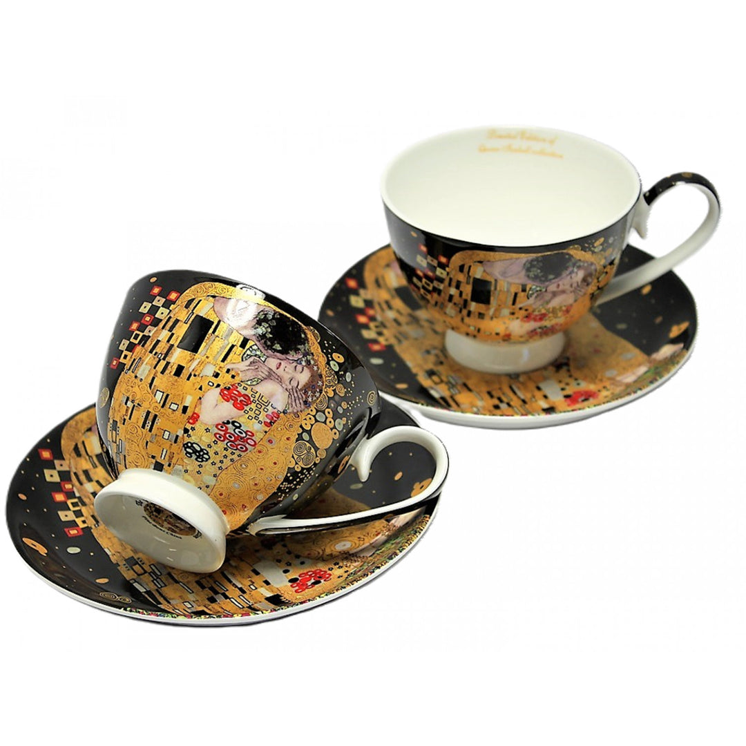 2er-Set Königin-Isabell-Porzellantassen, Klimt's Kiss-Motiv, 250ml, W8KL356-22383