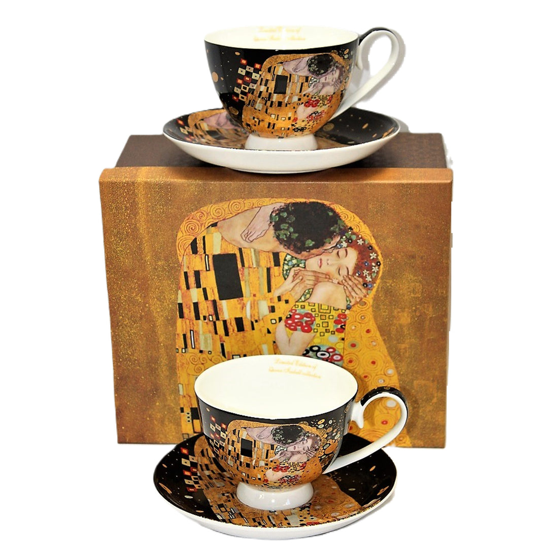 2er-Set Königin-Isabell-Porzellantassen, Klimt's Kiss-Motiv, 250ml, W8KL356-22383
