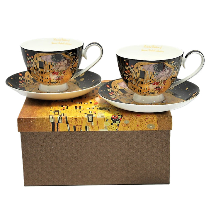 2er-Set Königin-Isabell-Porzellantassen, Klimt's Kiss-Motiv, 250ml, W8KL356-22383