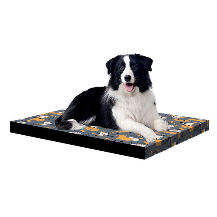Bertoni XL Hundematratzenbett, Schaumstoff, wasserdichter Bezug, Muster Grey Dogs, EE146