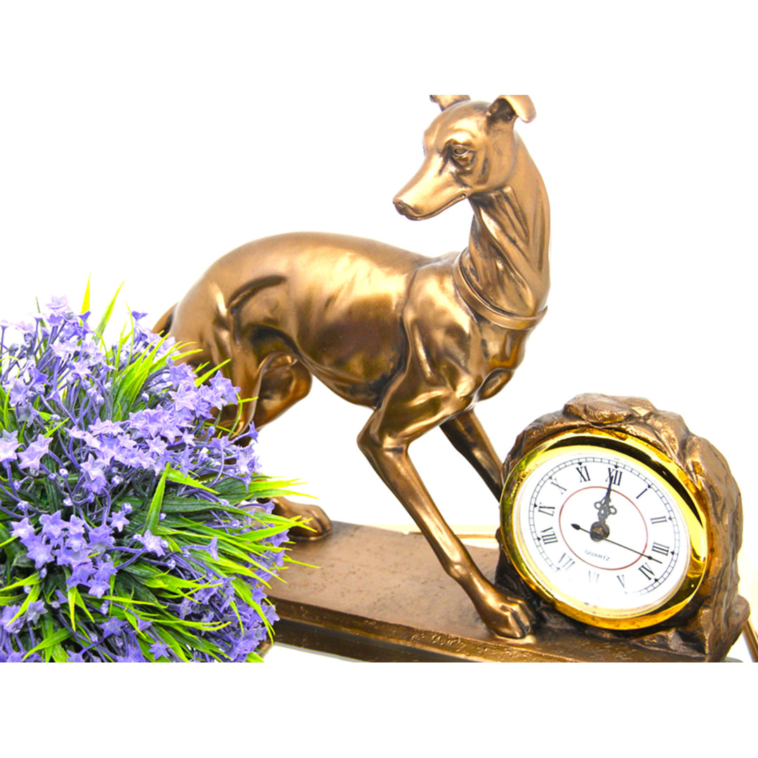Hundefigur, Karte, Uhr, Bronze Dekorative Skulptur, Königin Isabel