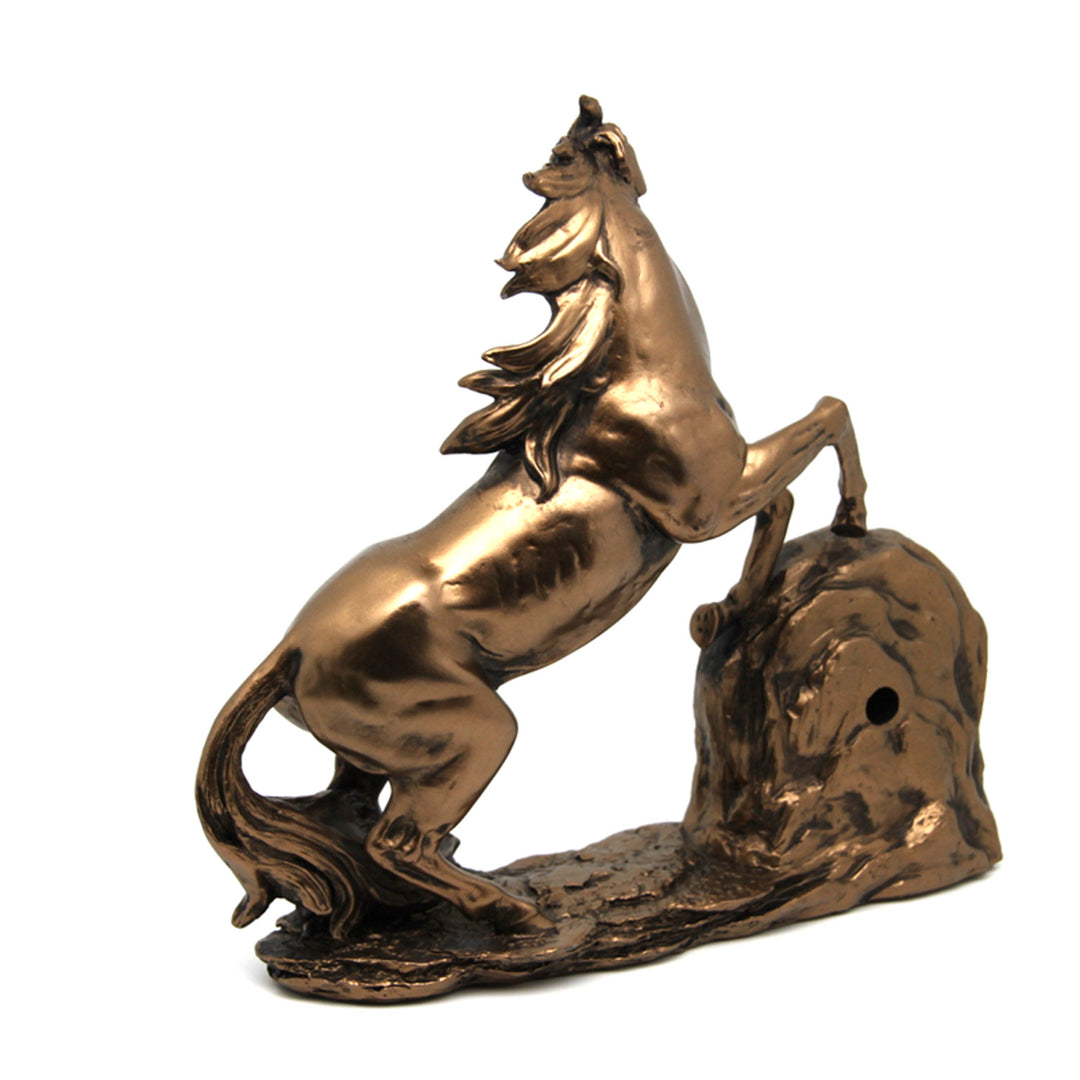 Steigendes Pferd, Uhr, Bronzeskulptur, römische Ziffern, Königin Isabel