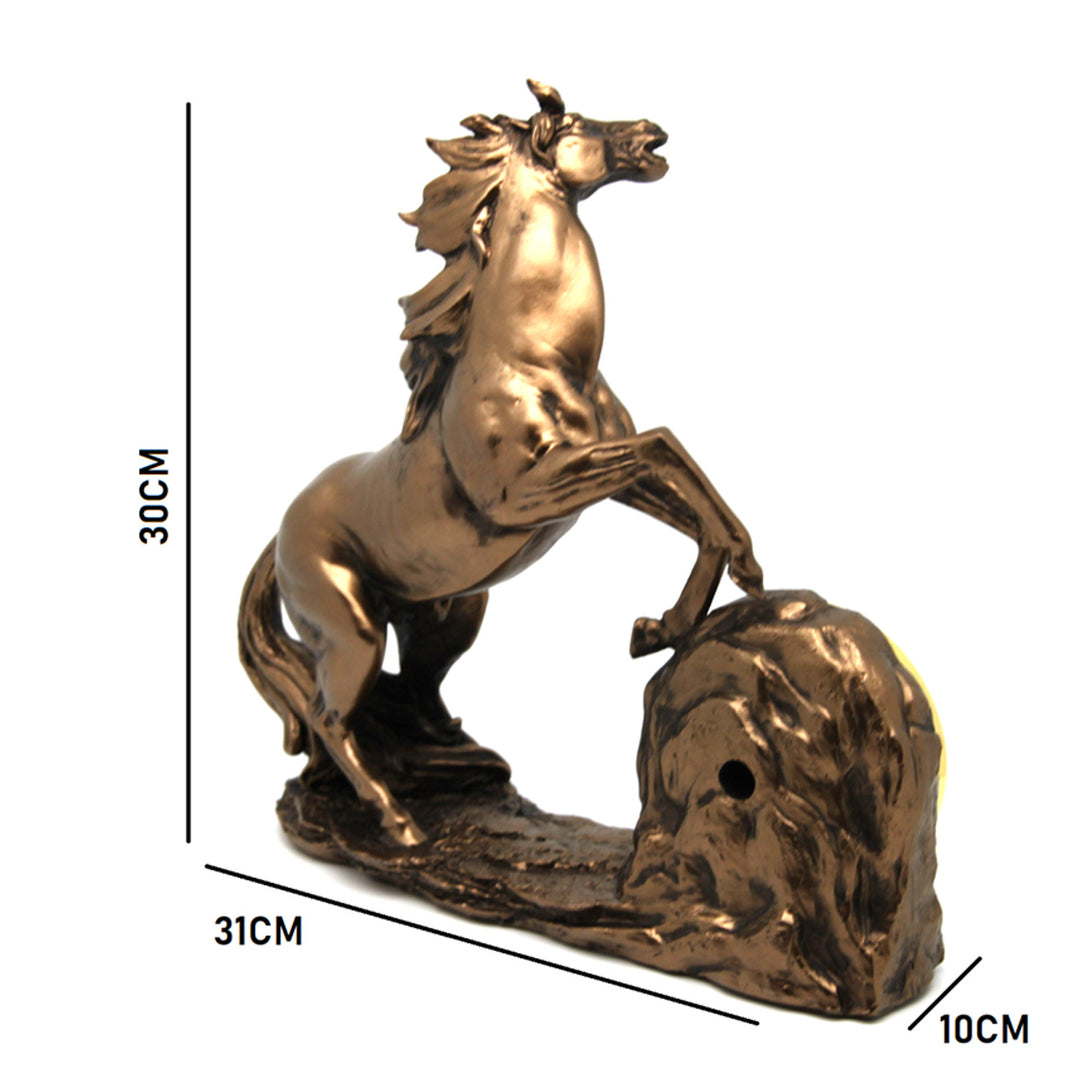 Steigendes Pferd, Uhr, Bronzeskulptur, römische Ziffern, Königin Isabel